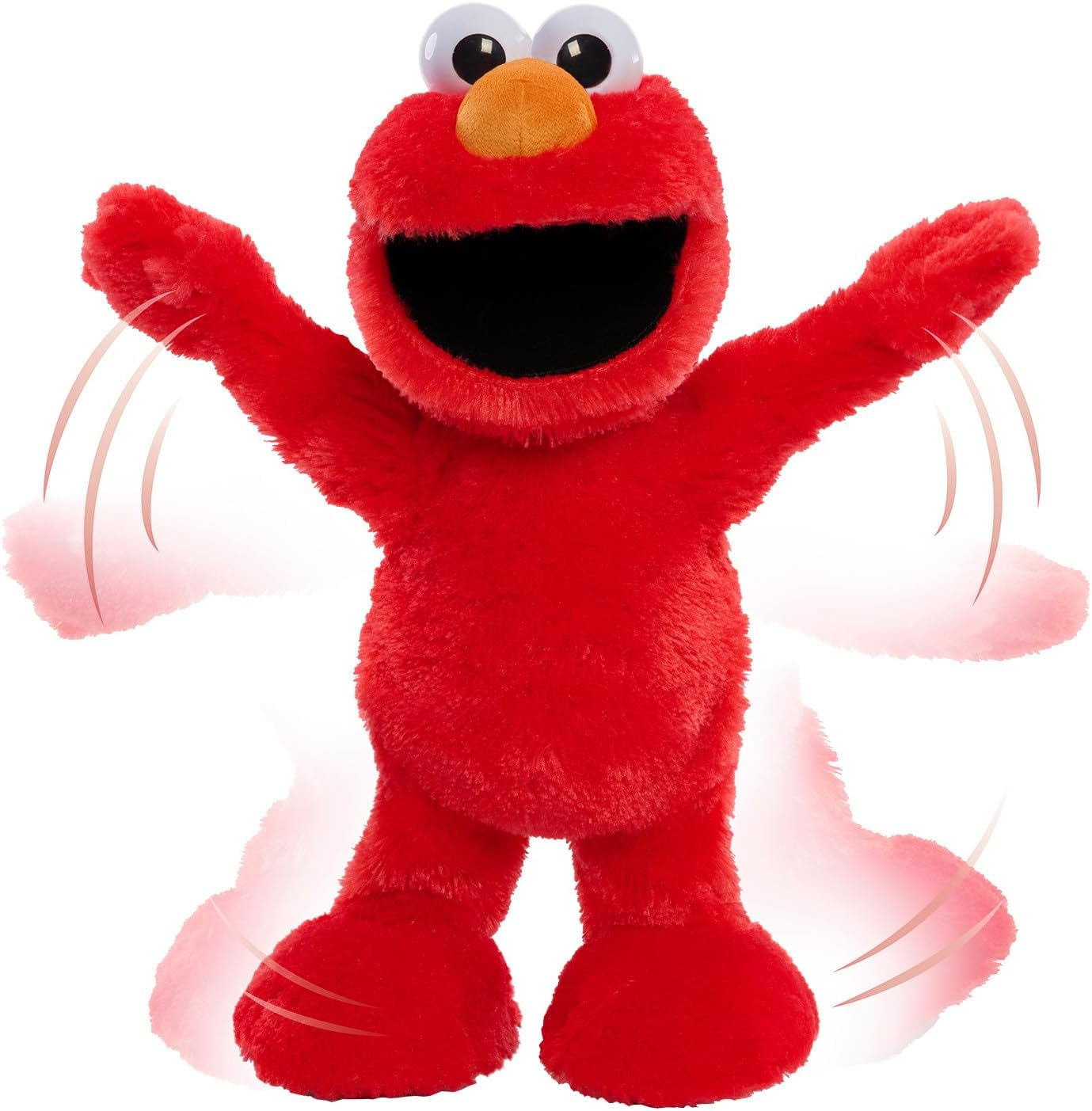 elmo doll with motion lines showing how he dances