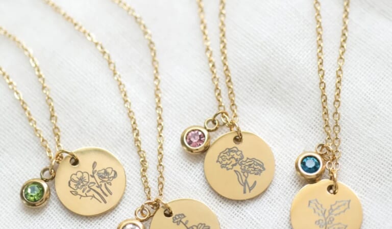 Birthstone & Birth Flower Necklaces only $9.99 shipped!