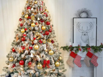 Create a festive and magical ambiance in your home with SmileMart 7.5 Pre-lit Flocked Christmas Tree with Warm Lights, Frosted White for just $139 Shipped Free (Reg. $193.30)