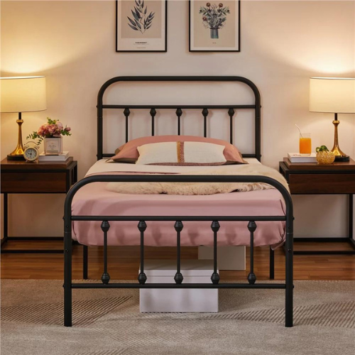 Create a comfortable and stylish sleeping area with Alden Design Metal Platform Twin Bed with High Headboard, Black for just $68 Shipped Free (Reg. $115)