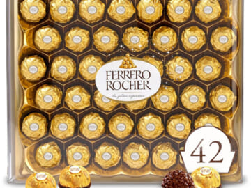 Ferrero Rocher Hazelnut Milk Chocolates Gift Box, 42-Count $13.11 (Reg. $20.19) – 31¢ Each