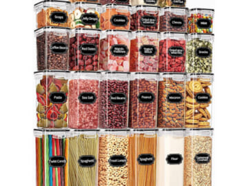 Set of 30 Airtight Food Storage Containers with Lids + Spoons, Labels, and Marker – $30 After Coupon (Reg. $50) – 2.3K+ FAB Ratings – Includes 5 Different Sizes