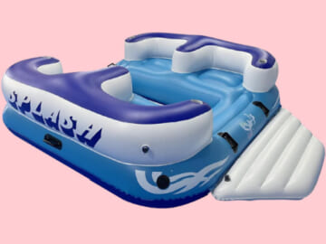 Inflatable 4- Person Floating Island Raft with 4 Drink Holders $100 Shipped Free (Reg. $280) – With free repair kit, 705 lbs max. load