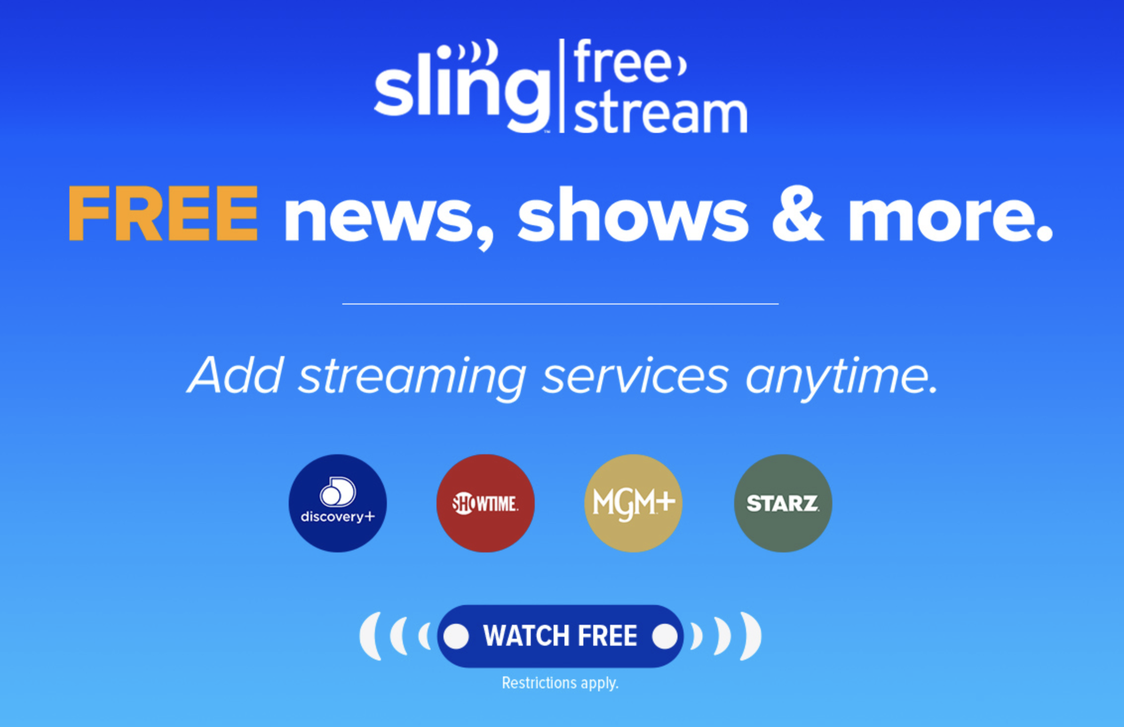 Sling TV Freestream: Sign up for FREE streaming of 400+ live channels!