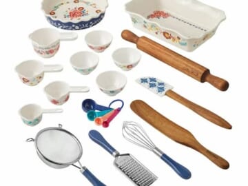The Pioneer Woman Brilliant Blooms 20-Piece Blue Bake & Prep Set with Baking Dish & Measuring Cups