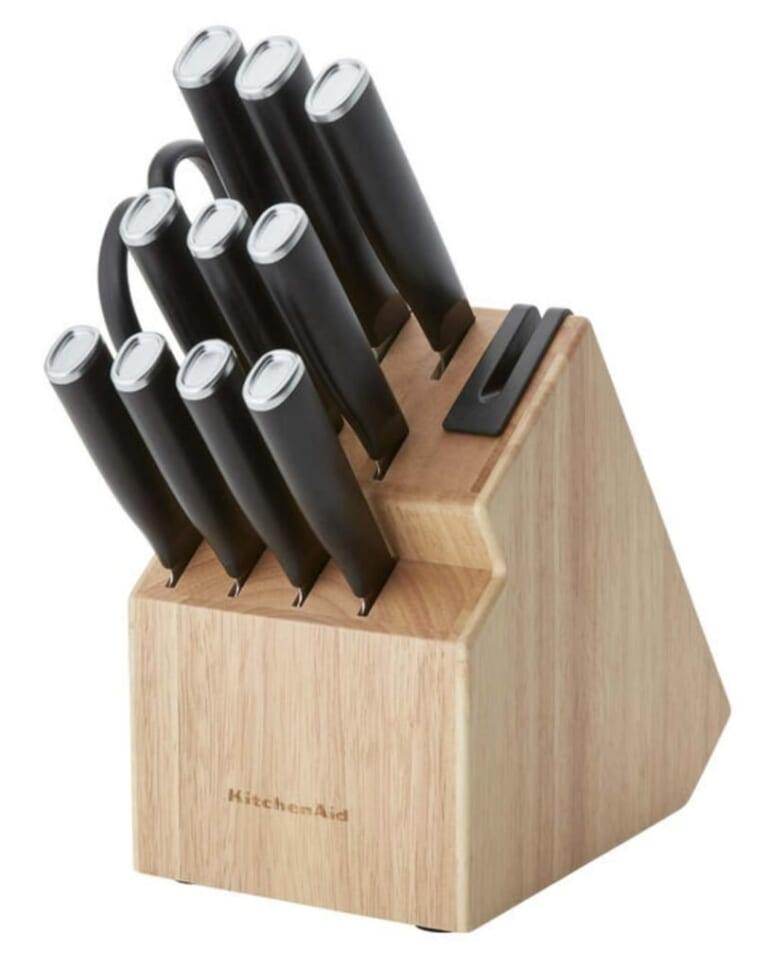 KitchenAid Classic Japanese Steel 12-Piece Knife Block Set with Built-in Sharpener for $39 + free shipping