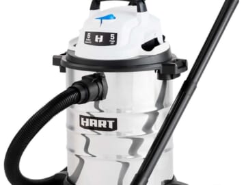 Hart 6-Gallon Stainless Steel Wet/Dry Vacuum w/ Car Cleaning Kit for $39 + free shipping