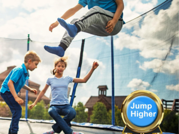 Upgrade your outdoor playtime with this 10ft Trampoline for Kids with Basketball Hoop and Enclosure Net/Ladder, Blue for just $165.99 Shipped Free (Reg. $359.99)