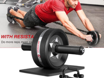Ab Roller Wheel Kit $9.49 After Code plus Coupon (Reg. $18.99) – with Push Up Bars, Resistance Bands, Knee Mat
