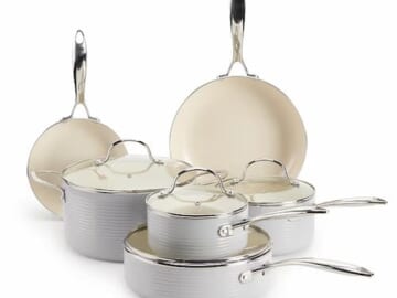 Food Network Farmstead 10-Piece Nonstick Ceramic Cookware Set in Gray