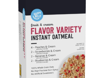 Happy Belly 10-Count Instant Oatmeal, Fruit & Cream Variety Pack as low as $1.57 Shipped Free (Reg. $2) – 16¢/1.23 Oz Packets