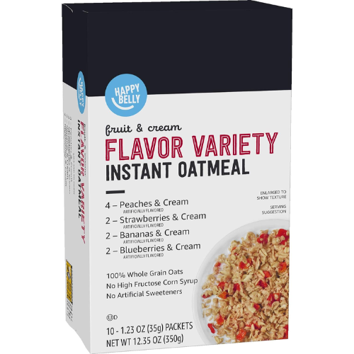 Happy Belly 10-Count Instant Oatmeal, Fruit & Cream Variety Pack as low as $1.57 Shipped Free (Reg. $2) – 16¢/1.23 Oz Packets