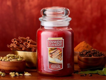 Get your home holiday scented with this Large Jar Yankee Candle in Sparkling Cinnamon Scent as low as $12.19 After Coupon (Reg. $31) + Free Shipping – Over 110 Hours of Burn Time