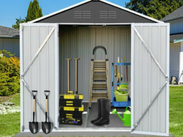 Transform your backyard into a well-organized haven with this Outdoor Metal Storage Shed, 6′ x 4′ for just $229.99 Shipped Free (Reg. $539.99)