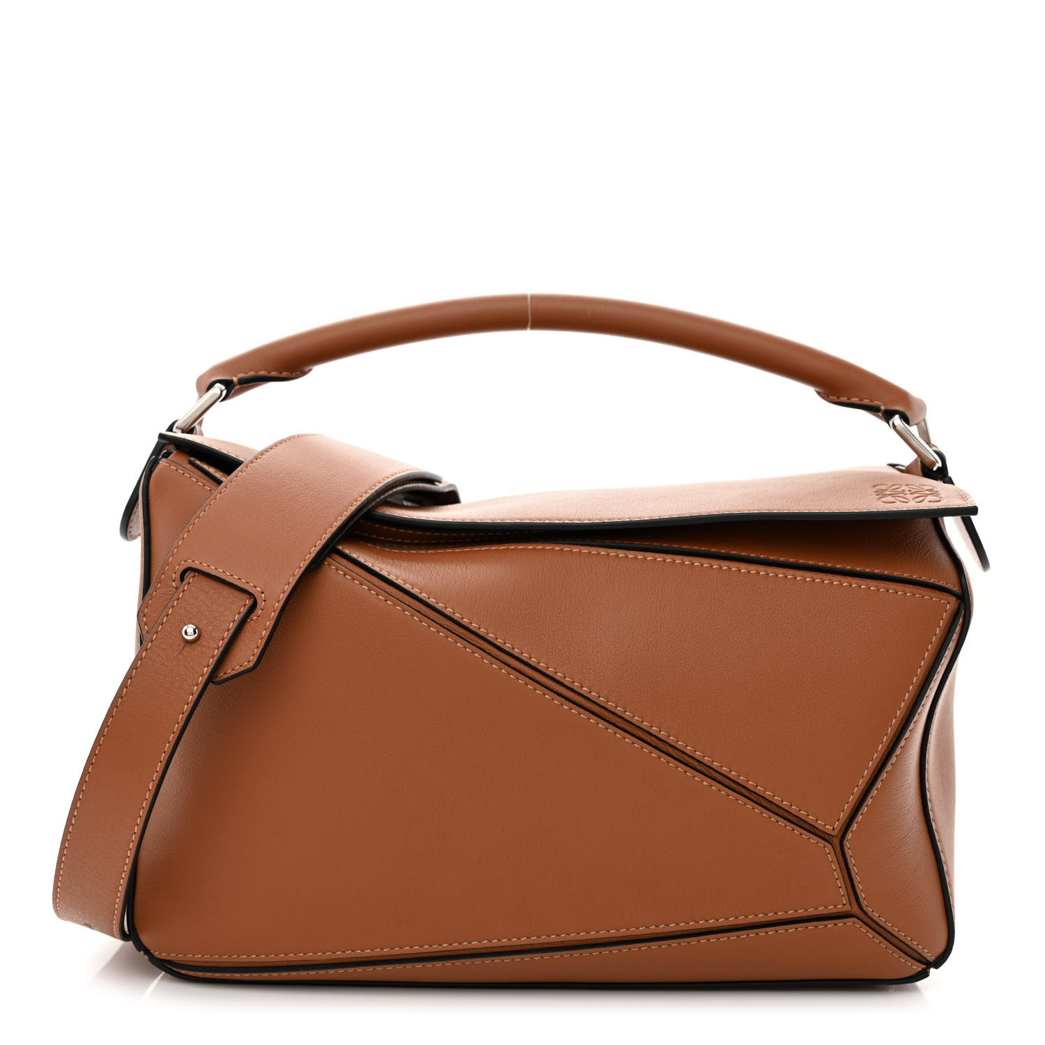 LOEWE Calfskin Medium Puzzle Bag Tan image of LOEWE Calfskin Medium Puzzle Bag in the color Tan by FASHIONPHILE