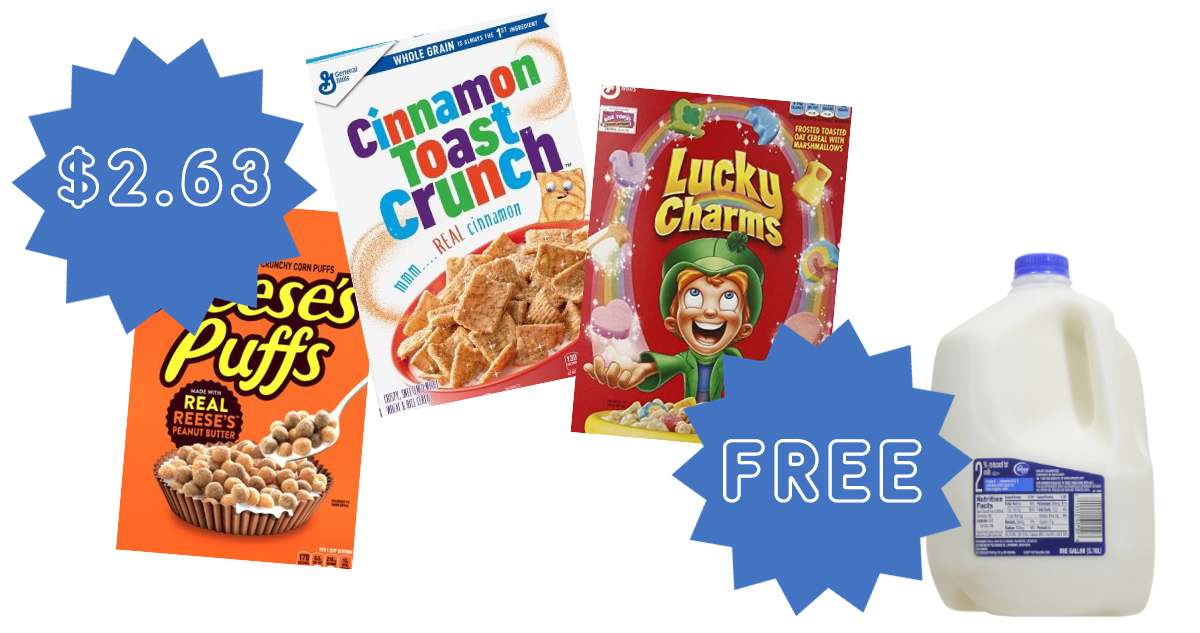 $2.63 General Mills Cereal & FREE Milk at Kroger!