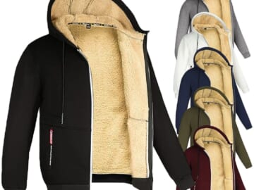 Men's Sherpa Hoodie Jacket for $18 + $6 shipping