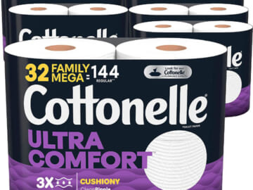 Cottonelle Ultra Comfort Family Mega Rolls Toilet Paper, 32-Count as low as $19.13 After Coupon (Reg. $34.79) + Free Shipping – 60¢/Roll, 32 Family Mega Rolls = 144 Regular Rolls