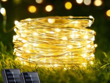 Waterproof Solar-Powered 66-Foot Outdoor String Lights, 2-Pack for just $12.99 shipped!