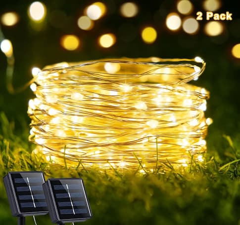 Waterproof Solar-Powered 66-Foot Outdoor String Lights, 2-Pack for just $12.99 shipped!