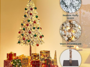 Amazon Black Friday! Make this Christmas unforgettable with Yaheetech 6ft Pre-Lit Artificial Pencil Christmas Tree with 175 Incandescent Warm Lights for just $38.69 Shipped Free (Reg. $59.99)