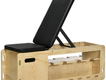 Soozier Incline Weight Bench w/ Dumbbell Rack & Resistance Bands for $134 + free shipping