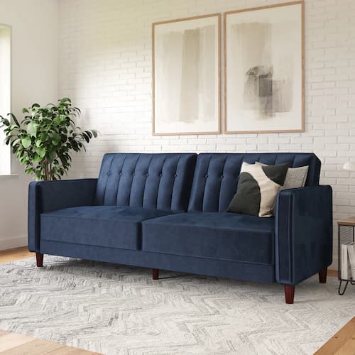Mercury Row Perdue 81.5" Velvet Square Arm Convertible Sofa