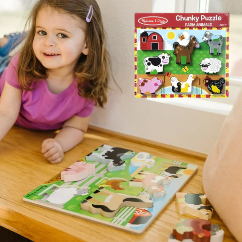 Walmart Black Friday! Melissa & Doug 8-Piece Farm Wooden Chunky Puzzle $5 (Reg. $13) – Various Characters