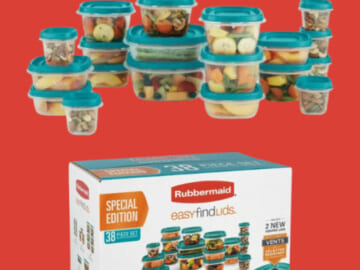 Walmart Black Friday! Rubbermaid Easy Find Vented Lids Food Storage Containers, 38-Piece Set $9 (Reg. $25.33) – $0.47/ container with lid, 2 Colors