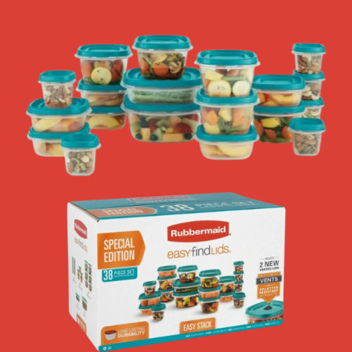 Walmart Black Friday! Rubbermaid Easy Find Vented Lids Food Storage Containers, 38-Piece Set $9 (Reg. $25.33) – $0.47/ container with lid, 2 Colors
