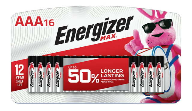 Energizer Max AAA Alkaline Batteries 16-Pack for $10 + free shipping w/ $35