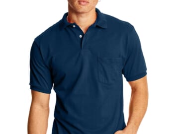 Hanes Men's EcoSmart Polo Shirt 2-Pack for $15 + free shipping