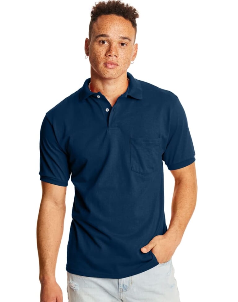 Hanes Men's EcoSmart Polo Shirt 2-Pack for $15 + free shipping