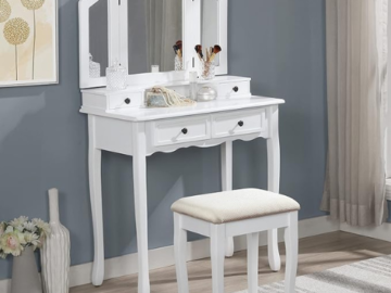 Amazon Cyber Monday! Make Up Table and Stool Set, White $127.49 Shipped Free (Reg. $217.99)