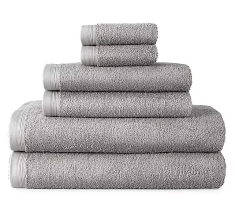 JCPenney Home Expressions Solid and Stripe Bath Towel Collection: 70% off + free shipping w/ $49