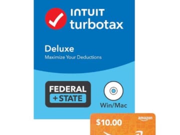 Amazon Cyber Monday! TurboTax Deluxe + State 2023 + $10 Amazon Gift Card (PC/Mac Disc) $46 Shipped Free (Reg. $80)