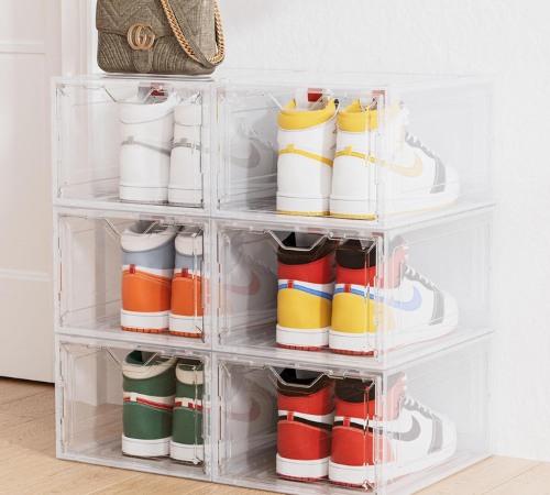 Ensure your footwear stays neat and accessible with this Durable Shoe Box Organizer, 6 Pack for just $32.39 (Reg. $59.99) – $5.40/shoe box!