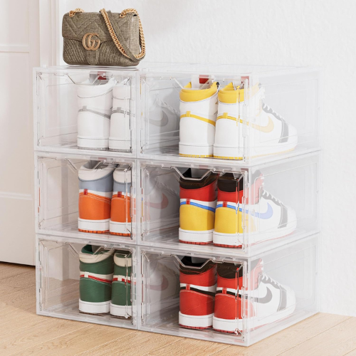 Ensure your footwear stays neat and accessible with this Durable Shoe Box Organizer, 6 Pack for just $32.39 (Reg. $59.99) – $5.40/shoe box!