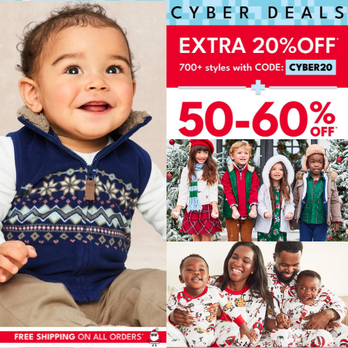 Carter’s 2-Day Cyber Deal! 50-60% Off Sitewide + Extra 20% Off with code CYBER20