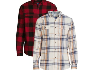 George Men's Long Sleeve Flannel Shirt 2-Pack for $15 + free shipping w/ $35