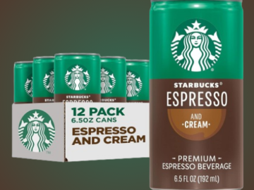 Starbucks 12-Pack Espresso & Cream Ready to Drink Coffee as low as $12.57 Shipped Free (Reg. $23) – $1.05/6.5 Oz Can