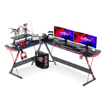 66" L-Shaped Carbon Fiber Computer Gaming Desk for $100 + free shipping