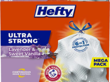 Hefty Ultra Strong Multipurpose 13-Gallon Tall Kitchen Trash Bags, Lavender & Sweet Vanilla, 80-Count as low as $13.22 After Coupon (Reg. $16) – $0.17/Bag