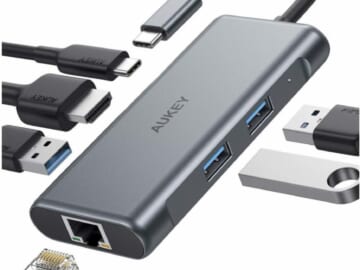 Aukey 6-in-1 USB-C Hub w/ 4K HDMI for $13 + free shipping