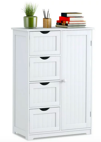 Costway Wooden 4 Drawer Bathroom Cabinet