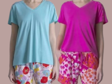 Women’s V-Neck Tee and Pajama Short Set $5 (Reg. $10.49) – 2 Colors