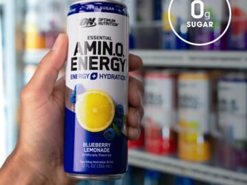 Optimum Nutrition Amino Energy Sparkling Drink, Blueberry Lemonade, 12-Pack as low as $11.93 After Coupon (Reg. $19.88) + Free Shipping – $0.99/12-Oz Can, ZERO Sugar, LOW Calorie