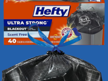 Hefty 13 Gallon Ultra Strong 40 Count Tall Kitchen Trash Bags as low as $4.55/Pack when you buy 3 (Reg. $11.39) + Free Shipping – 11¢/Bag