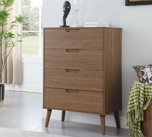 Mainstays Modern 4 Drawer Dresser, Brown Walnut $79 Shipped Free (Reg. $140.52)