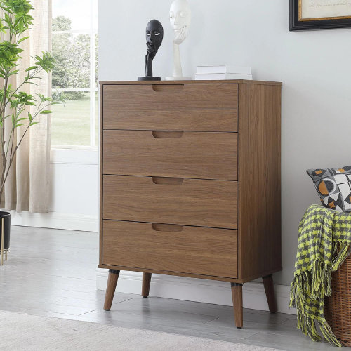 Mainstays Modern 4 Drawer Dresser, Brown Walnut $79 Shipped Free (Reg. $140.52)